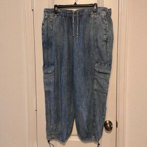 Lane Bryant Womens Denim Cargo Jogger Pants Lyocell Plus Size 16 Soft Wash